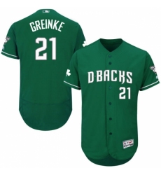 Men's Majestic Arizona Diamondbacks #21 Zack Greinke Green Celtic Flexbase Authentic Collection MLB Jersey