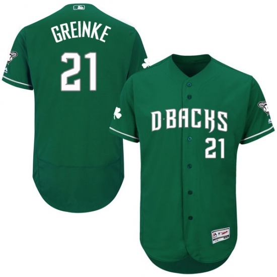 Men's Majestic Arizona Diamondbacks #21 Zack Greinke Green Celtic Flexbase Authentic Collection MLB Jersey Men's Majestic Arizona Diamondbacks #21 Zack Greinke Green Celtic Flexbase Authentic Collection MLB Jersey