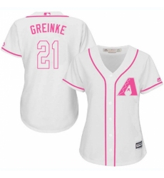 Women's Majestic Arizona Diamondbacks #21 Zack Greinke Replica White Fashion MLB Jersey Women's Majestic Arizona Diamondbacks #21 Zack Greinke Replica White Fashion MLB Jersey