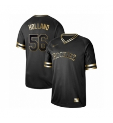 Men's Colorado Rockies #56 Greg Holland Authentic Black Gold Fashion Baseball Jersey
