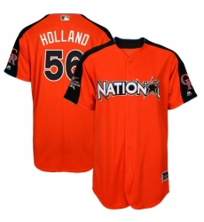 Men's Majestic Colorado Rockies #56 Greg Holland Authentic Orange National League 2017 MLB All-Star MLB Jersey