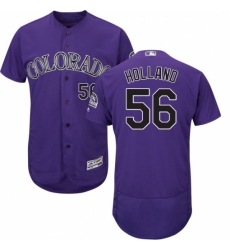 Men's Majestic Colorado Rockies #56 Greg Holland Purple Flexbase Authentic Collection MLB Jersey