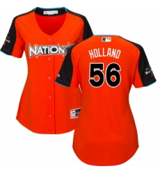 Women's Majestic Colorado Rockies #56 Greg Holland Replica Orange National League 2017 MLB All-Star MLB Jersey