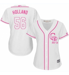 Women's Majestic Colorado Rockies #56 Greg Holland Replica White Fashion Cool Base MLB Jersey