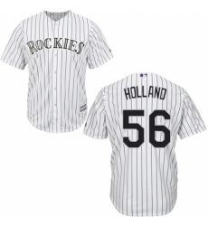 Youth Majestic Colorado Rockies #56 Greg Holland Authentic White Home Cool Base MLB Jersey