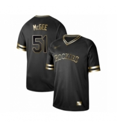 Men's Colorado Rockies #51 Jake McGee Authentic Black Gold Fashion Baseball Jersey