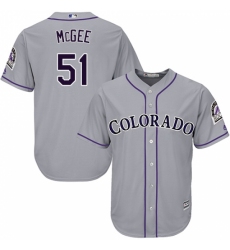 Men's Majestic Colorado Rockies #51 Jake McGee Replica Grey Road Cool Base MLB Jersey