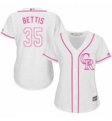 Women's Majestic Colorado Rockies #35 Chad Bettis Replica White Fashion Cool Base MLB Jersey
