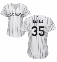 Women's Majestic Colorado Rockies #35 Chad Bettis Replica White Home Cool Base MLB Jersey