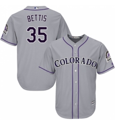 Youth Majestic Colorado Rockies #35 Chad Bettis Replica Grey Road Cool Base MLB Jersey