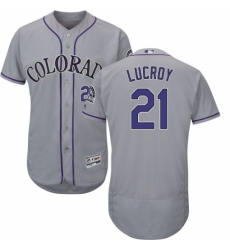 Men's Majestic Colorado Rockies #21 Jonathan Lucroy Grey Flexbase Authentic Collection MLB Jersey