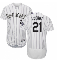 Men's Majestic Colorado Rockies #21 Jonathan Lucroy White Flexbase Authentic Collection MLB Jersey