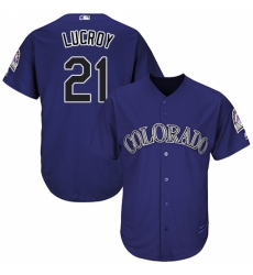 Youth Majestic Colorado Rockies #21 Jonathan Lucroy Replica Purple Alternate 1 Cool Base MLB Jersey