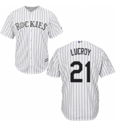 Youth Majestic Colorado Rockies #21 Jonathan Lucroy Replica White Home Cool Base MLB Jersey