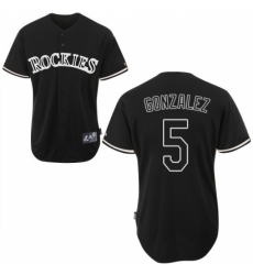 Men's Majestic Colorado Rockies #5 Carlos Gonzalez Replica Black Fashion MLB Jersey