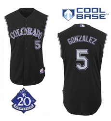 Men's Majestic Colorado Rockies #5 Carlos Gonzalez Replica Black Vest Style MLB Jersey
