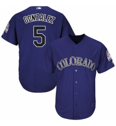 Men's Majestic Colorado Rockies #5 Carlos Gonzalez Replica Purple Alternate 1 Cool Base MLB Jersey