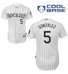 Men's Majestic Colorado Rockies #5 Carlos Gonzalez Replica White Home Cool Base MLB Jersey