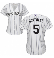 Women's Majestic Colorado Rockies #5 Carlos Gonzalez Replica White Home Cool Base MLB Jersey