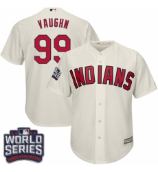Youth Majestic Cleveland Indians #99 Ricky Vaughn Authentic Cream Alternate 2 2016 World Series Bound Cool Base MLB Jersey