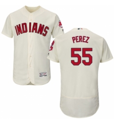 Men's Majestic Cleveland Indians #55 Roberto Perez Cream Flexbase Authentic Collection MLB Jersey