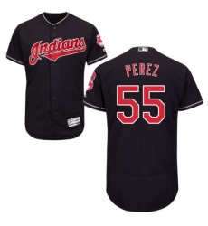 Men's Majestic Cleveland Indians #55 Roberto Perez Navy Blue Flexbase Authentic Collection MLB Jersey