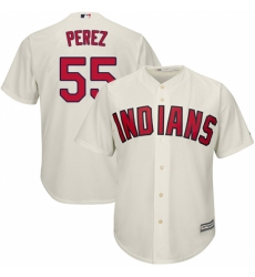 Men's Majestic Cleveland Indians #55 Roberto Perez Replica Cream Alternate 2 Cool Base MLB Jersey
