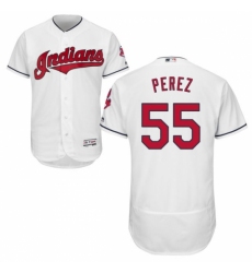 Men's Majestic Cleveland Indians #55 Roberto Perez White Flexbase Authentic Collection MLB Jersey