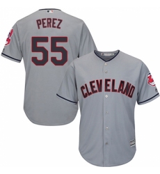 Youth Majestic Cleveland Indians #55 Roberto Perez Replica Grey Road Cool Base MLB Jersey
