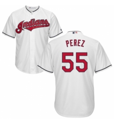 Youth Majestic Cleveland Indians #55 Roberto Perez Replica White Home Cool Base MLB Jersey