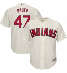 Men's Majestic Cleveland Indians #47 Trevor Bauer Replica Cream Alternate 2 Cool Base MLB Jersey