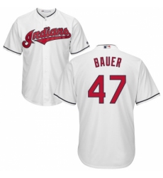 Men's Majestic Cleveland Indians #47 Trevor Bauer Replica White Home Cool Base MLB Jersey