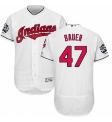 Men's Majestic Cleveland Indians #47 Trevor Bauer White 2016 World Series Bound Flexbase Authentic Collection MLB Jersey