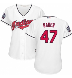 Women's Majestic Cleveland Indians #47 Trevor Bauer Authentic White Home 2016 World Series Bound Cool Base MLB Jersey