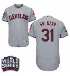 Men's Majestic Cleveland Indians #31 Danny Salazar Grey 2016 World Series Bound Flexbase Authentic Collection MLB Jersey