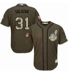 Men's Majestic Cleveland Indians #31 Danny Salazar Replica Green Salute to Service MLB Jersey