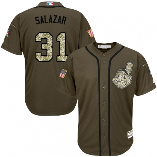Men's Majestic Cleveland Indians #31 Danny Salazar Replica Green Salute to Service MLB Jersey Men's Majestic Cleveland Indians #31 Danny Salazar Replica Green Salute to Service MLB Jersey