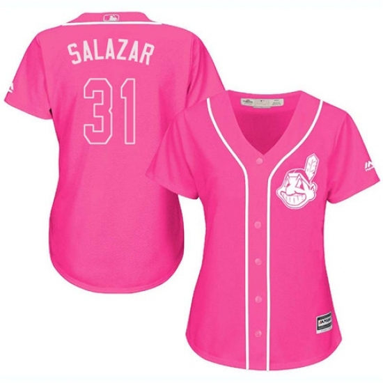 Women's Majestic Cleveland Indians #31 Danny Salazar Replica Pink Fashion Cool Base MLB Jersey Women's Majestic Cleveland Indians #31 Danny Salazar Replica Pink Fashion Cool Base MLB Jersey