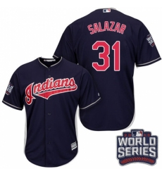 Youth Majestic Cleveland Indians #31 Danny Salazar Authentic Navy Blue Alternate 1 2016 World Series Bound Cool Base MLB Jersey