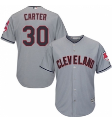 Men's Majestic Cleveland Indians #30 Joe Carter Replica Grey Road Cool Base MLB Jersey