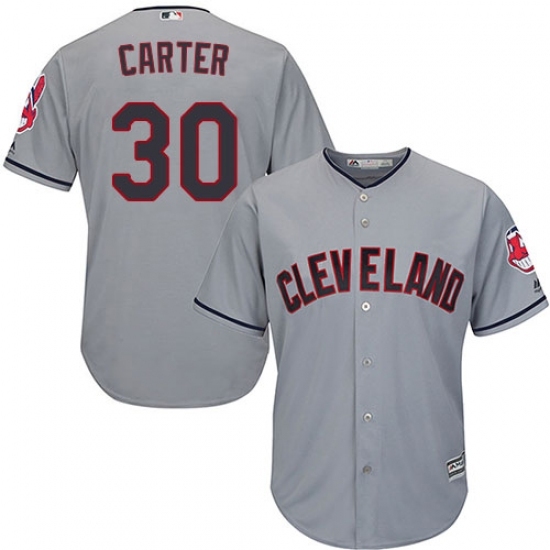 Men's Majestic Cleveland Indians #30 Joe Carter Replica Grey Road Cool Base MLB Jersey Men's Majestic Cleveland Indians #30 Joe Carter Replica Grey Road Cool Base MLB Jersey