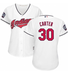 Women's Majestic Cleveland Indians #30 Joe Carter Authentic White Home 2016 World Series Bound Cool Base MLB Jersey