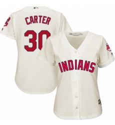 Women's Majestic Cleveland Indians #30 Joe Carter Replica Cream Alternate 2 Cool Base MLB Jersey Women's Majestic Cleveland Indians #30 Joe Carter Replica Cream Alternate 2 Cool Base MLB Jersey