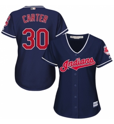 Women's Majestic Cleveland Indians #30 Joe Carter Replica Navy Blue Alternate 1 Cool Base MLB Jersey Women's Majestic Cleveland Indians #30 Joe Carter Replica Navy Blue Alternate 1 Cool Base MLB Jersey