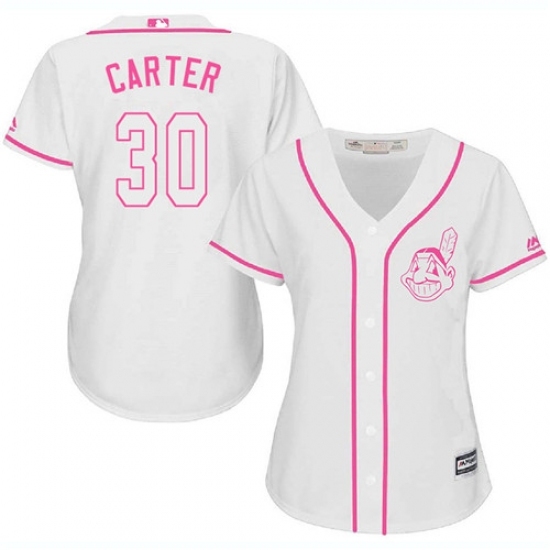 Women's Majestic Cleveland Indians #30 Joe Carter Replica White Fashion Cool Base MLB Jersey Women's Majestic Cleveland Indians #30 Joe Carter Replica White Fashion Cool Base MLB Jersey