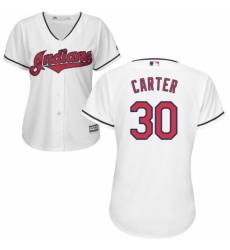 Women's Majestic Cleveland Indians #30 Joe Carter Replica White Home Cool Base MLB Jersey Women's Majestic Cleveland Indians #30 Joe Carter Replica White Home Cool Base MLB Jersey