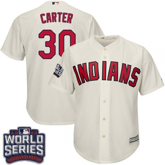 Youth Majestic Cleveland Indians #30 Joe Carter Authentic Cream Alternate 2 2016 World Series Bound Cool Base MLB Jersey Youth Majestic Cleveland Indians #30 Joe Carter Authentic Cream Alternate 2 2016 World Series Bound Cool Base MLB Jersey