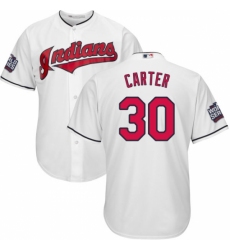Youth Majestic Cleveland Indians #30 Joe Carter Authentic White Home 2016 World Series Bound Cool Base MLB Jersey