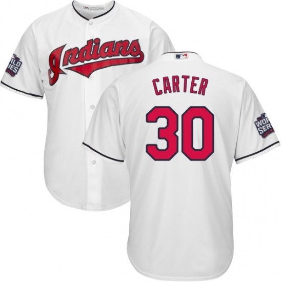 Youth Majestic Cleveland Indians #30 Joe Carter Authentic White Home 2016 World Series Bound Cool Base MLB Jersey Youth Majestic Cleveland Indians #30 Joe Carter Authentic White Home 2016 World Series Bound Cool Base MLB Jersey