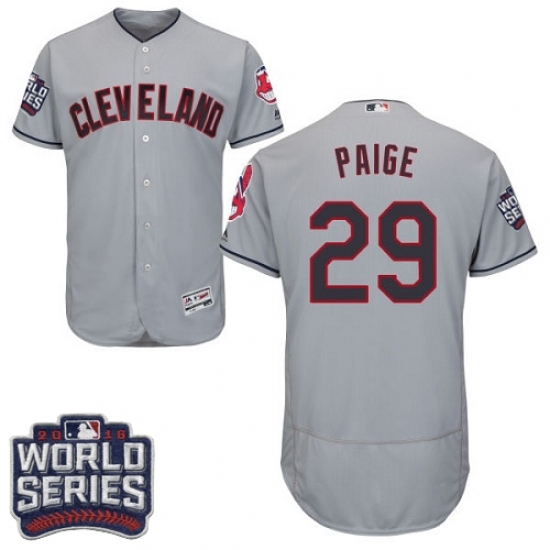 Men's Majestic Cleveland Indians #29 Satchel Paige Grey 2016 World Series Bound Flexbase Authentic Collection MLB Jersey Men's Majestic Cleveland Indians #29 Satchel Paige Grey 2016 World Series Bound Flexbase Authentic Collection MLB Jersey